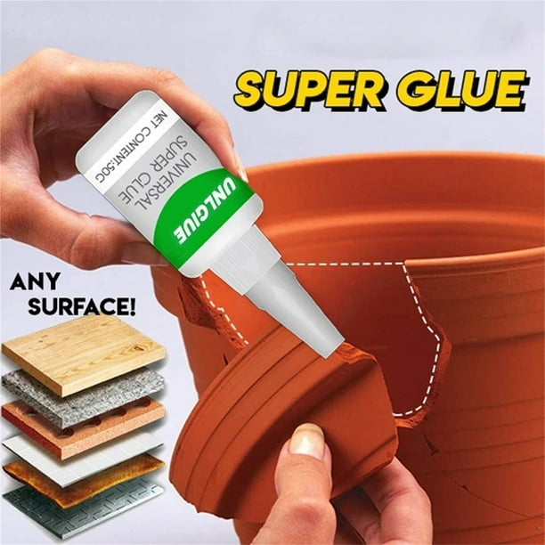 Pegamento superpegamento universal - 50 ml, pack de 2, unión fuerte para plástico, metal, cerámica, vidrio, madera - adhesivo de secado rápido, transparente y resistente al agua para reparaciones
