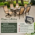 thumbnail image 4 of Hanover Monaco 7-Piece Outdoor Patio Dining Set with 4 PVC Sling Dining Chairs, 2 Swivel Rockers, and 40" x 68" Porcelain Tile Rectangular Dining Table | MONACO7PCSW, 4 of 20