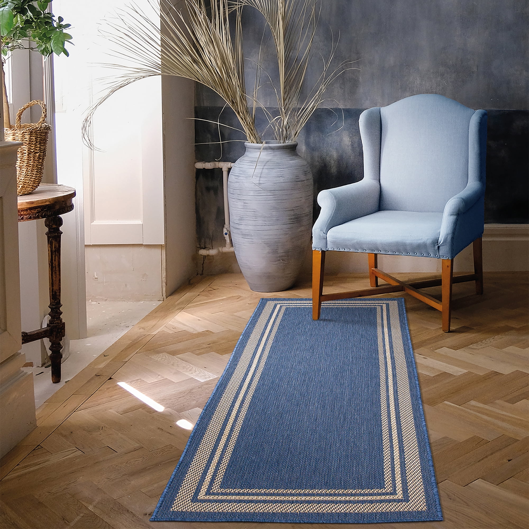 Ottomanson Jardin Color Bordered Flat Weave Indoor/Outdoor Jute Runner