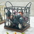thumbnail image 4 of Storage Coffee Pod Holder Organizer Large Capacity Metal Storage Basket with Wooden Base for Kitchen Countertop Office Coffee Bar, 4 of 7