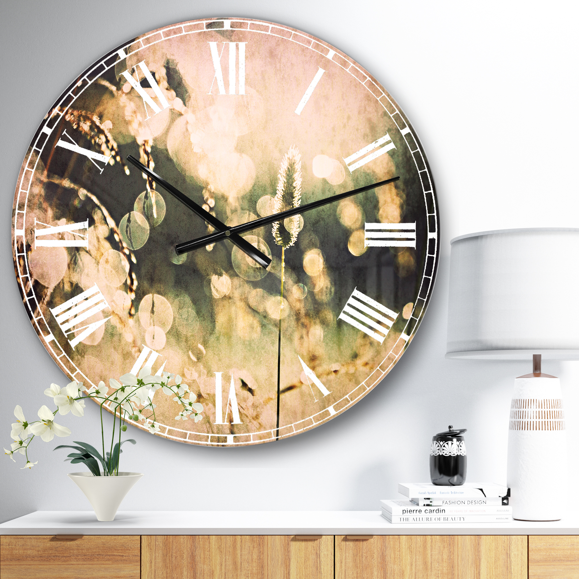 Designart 'Sunny Meadow with Wild Flowers' Traditional wall clock