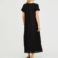 thumbnail image 6 of Arnsht Women Summer Linen T Shirt Dress Casual Short Sleeve Round Neck Maxi Dresses Loose Side Slit Long Tshirt Dress with Pockets Black S, 6 of 6