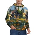 thumbnail image 2 of Sikiie Cozy Cottage Lakeside Sunset Men's Hoodie, Essentials Hoodie, Sweatshirt, Pullover Hooded Sweatshirt for Men-4X-Large, 2 of 7