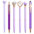 thumbnail image 2 of Clearance Sale! 6PCS Diamond Ballpoint Pen Set, Retractable Sparkly Pens for Writing & Gifting, Plastic, for Office & Home, (14cm, Purple), 2 of 6