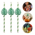 thumbnail image 3 of 10pcs Monstera Paper Straws Glitter Straws Disposable Luau Party Drinks Straws, 3 of 9