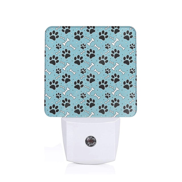 Balery Cute Dog Footprints Luz Nocturna LED con Sensor Automático, Enchufe con Sensor Crepuscular, Luz Suave de 0.5W para Dormitorio, Pasillo, Baño-UK