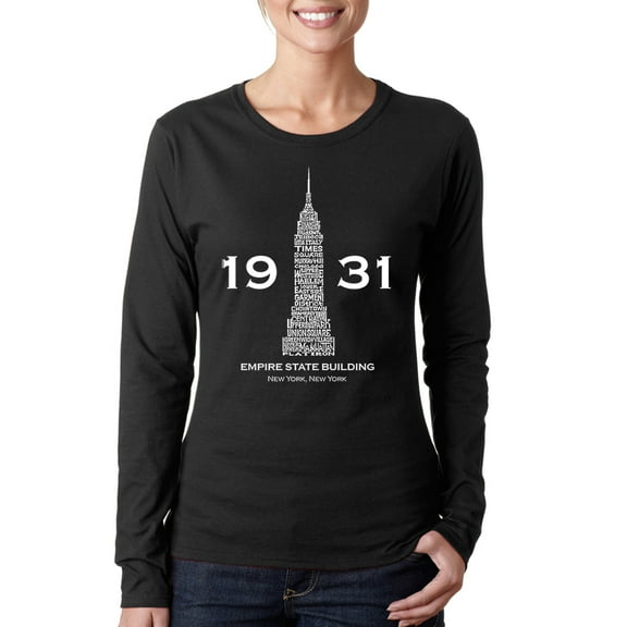 LA Pop Art Women's Word Art Long Sleeve T-Shirt - Empire State Building