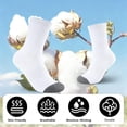 thumbnail image 3 of Lanola Mens 100% Cotton Cushioned Crew Socks, Athletic Performance Moisture Wicking Work socks，5-Pack（White）, 3 of 7