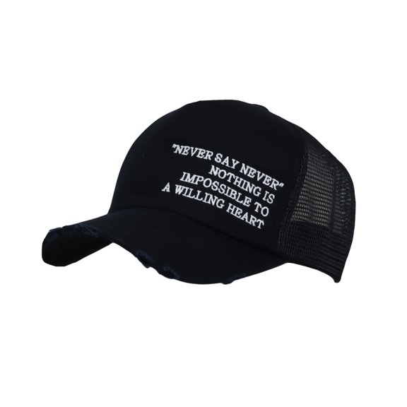 WITHMOONS Distressed Mesh Baseball Cap Cotton Dad Trucker Hat KRM1531 (Black)