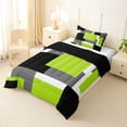 thumbnail image 2 of Homewish Green Geometric Square Twin Comforter Sets,Modern Abstract Bedding Set,Black Reversible,2pcs,1 Comforter and 1 Pillowcase, 2 of 7