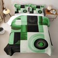 thumbnail image 2 of Castle Fairy Mid Century Curved Ring Bed Spread Queen 3pcs,Abstract Square Block Queen Coverlet Set,Mint Green Black,1 Quilt and 2 Pillowcases, 2 of 7