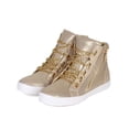 thumbnail image 5 of Liliana CA54 Women Metallic Fabric Chain Lace Up High Top Flat Sneaker, 5 of 5
