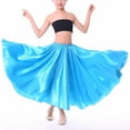 thumbnail image 3 of Alvivi Girls Long Full Circle Dance Skirt Gypsy Latin Spanish Flamenco Skirts Ballroom Dancewear Sky Blue 3-4, 3 of 5