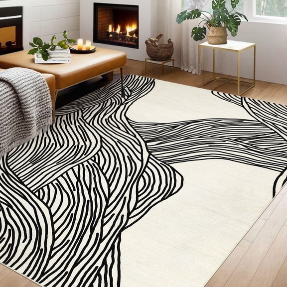 Washable Rugs, Modern Abstract Print Pattern Non Slip Floor Carpet, for Living Room Bedroom Dining Room