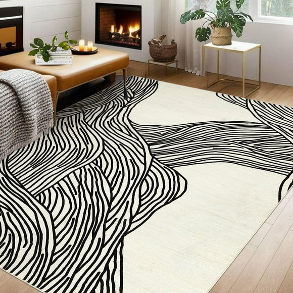 Washable Rugs, Modern Abstract Print Pattern Non Slip Floor Carpet, for Living Room Bedroom Dining Room