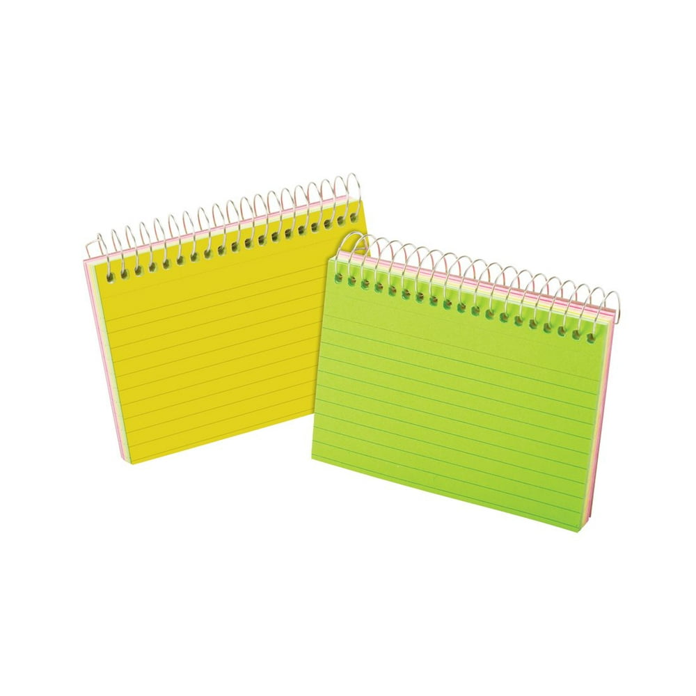 Oxford Spiral Bound Glow Index Cards, 3" x 5", Ruled, Assorted Bright