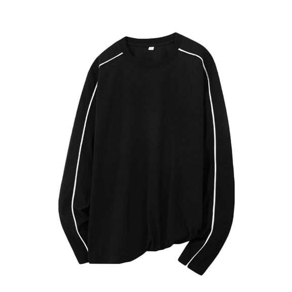Generic Men's Oversized Striped Sweatshirt Loose Casual Cotton Long Sleeve Tops Color block Cozy Crewneck Pullover Shirts