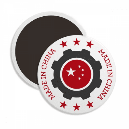 

National Stars Cog Red Chinese Round Ceracs Fridge Magnet Keepsake Decoration