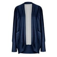 thumbnail image 3 of QUYUON Casual Cardigans for Women Sale Long Sleeve Trendy Cardigans Polyester Dressy Cardigans Dresses Pockets Cardigan Jacket Style Q-11614 Winter Knit Sweater Outerwear Coat Navy XL, 3 of 5