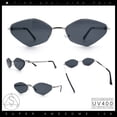 thumbnail image 2 of Diamond Shape Hustler Fashion Trendy Small Lens Metal Rim Sunglasses Silver - Black, 2 of 8