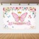 thumbnail image 4 of Butterfly Disposable Tableware Set Paper Plate Napkin Banner Happy Girls Birthday Party Decorations Kids Baby Shower Supplies, 4 of 4