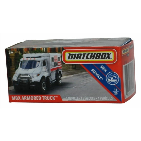 Matchbox MBX Service 16/20 Armored Truck (2018) Power Grabs Box White Toy Truck 85/100