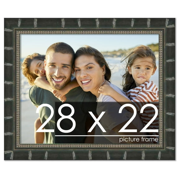 28x22 Bamboo Black Complete Wood Picture Frame with UV Acrylic, Foam Board Backing, & Hardware