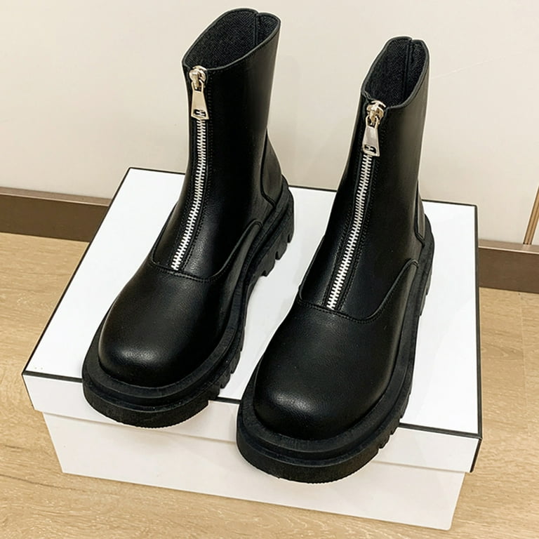 Boots with store front zipper