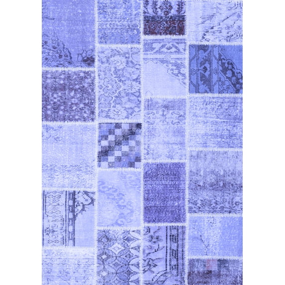 Ahgly Company Machine Washable Indoor Rectangle Patchwork Blue Transitional Area Rugs, 7' x 10'