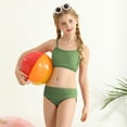 thumbnail image 3 of URMAGIC Girl's Spaghetti Strap Solid Color High Waist Bikini Bathing Suits 2 Piece Swimsuits 8-13 Years, 3 of 10