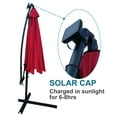 thumbnail image 6 of Solar Powered Outdoor Umbrella, 10 ft Patio Offset Hanging Umbrella with 24 Solar Powered LED Lights, Crank & Cross Base, Outdoor Patio Umbrella for Backyard Poolside Lawn Garden, Red, D087, 6 of 9