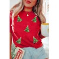 thumbnail image 2 of Women's Red Sequined Christmas Tree Graphic Crewneck T-Shirt | [ZhiHiMeRi] | (US 20-22)2XL, 2 of 7
