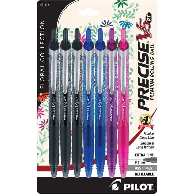 Bolígrafo Pilot Precise V5 RT 0,5 mm punta extrafina, paquete de 7