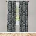 thumbnail image 2 of Ambesonne Damask Curtains, Beige Tones Victorian Art, Pair of 28"x84", Dark Tan Dark Slate Blue, 2 of 4