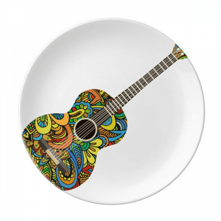 

Guitar Music Instrument Pattern Design Plate Decorative Porcelain Salver Tableware Dinner Dish