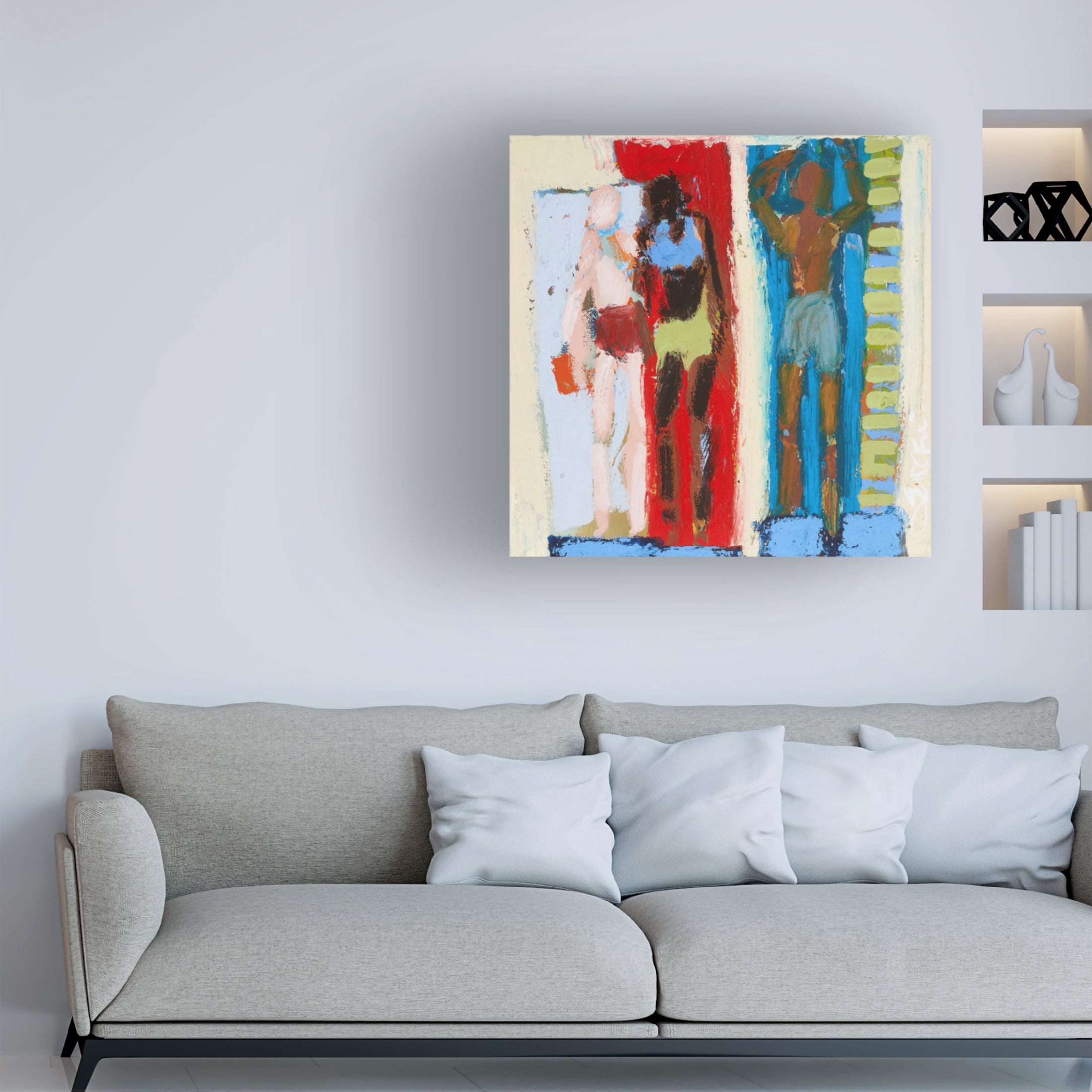 Canvas Wall Art - Erin McGee Ferrell 'Beach Sunbathers IX' Wall Art for Living Room, Bedroom, or Office Décor by Trademark Fine Art - 35 x 35 Inches