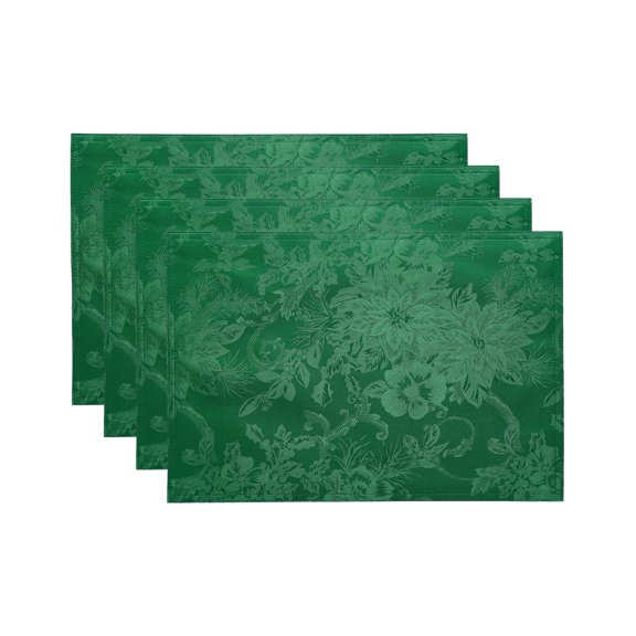 Elrene Home Fashions Poinsettia Elegance Jacquard Holiday Set of 4 Placemat, 13x19