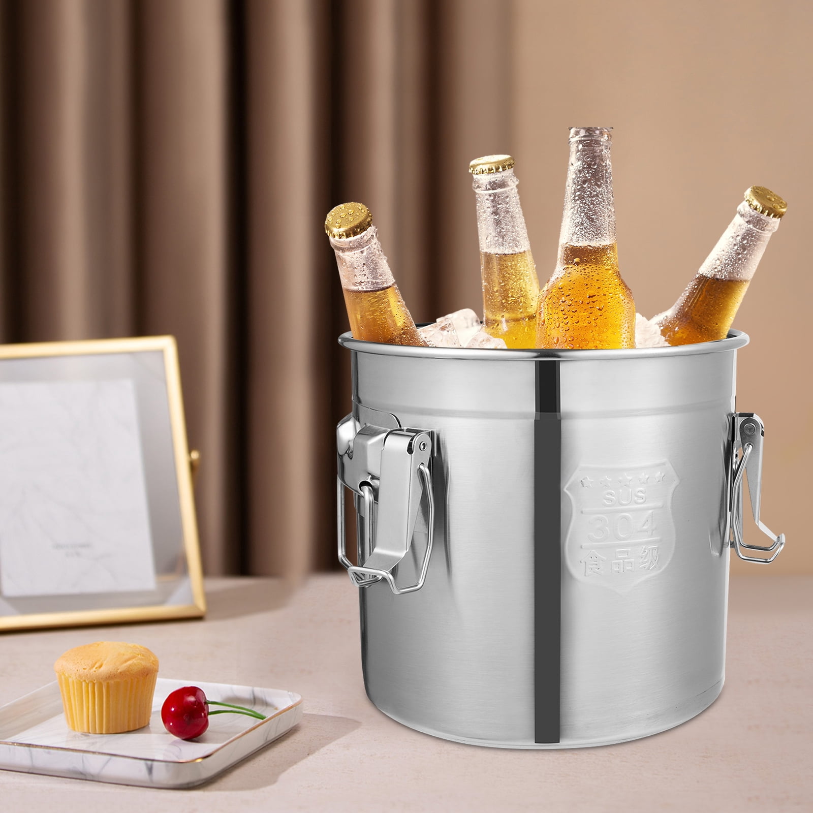 304 Stainless Steel Airtight Canister for Kitchen, 3.2Gal Canisters Container with Lids and Sturdy Locking Clamp,Bucket Food Storage Containers Airtight for Flour Coffee Bean Tea (12L)