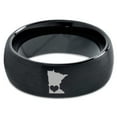thumbnail image 2 of Tungsten Minnesota North Star State Heart Band Ring 8mm Men Women Comfort Fit Black Dome Brushed Polished, 2 of 4