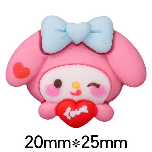 Recién llegado, Hello Sanrio My Melody, colgantes de zapatos Croc de resina grandes con dibujos animados para niños, decoraciones navideñas, parte posterior plana, venta al por mayor