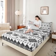 thumbnail image 4 of Homewish Triangle Rhombus Geometric Full Size Sheets,Vintage Bohemian Aztec Bed Sheets,Gray White Sheet Sets For Adults,Luxury Bedroom Decor,4-Piece, 4 of 7