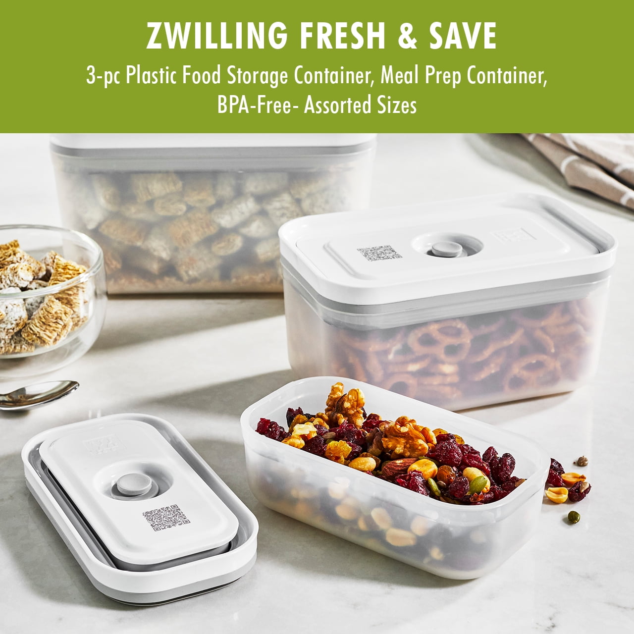  ZWILLING Fresh & Save 2-Piece Small Glass Airtight Food Storage  Container, Meal Prep Container : Home & Kitchen
