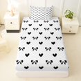 thumbnail image 3 of Manfei Black Bow Heart Twin Sheet Sets For Girls,Minimalist Style Print Bedding For Kids,3pcs, 3 of 6