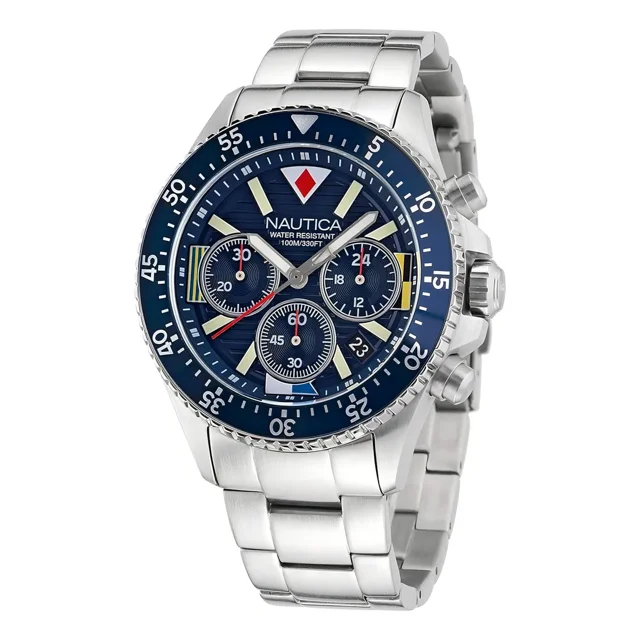 Reloj Nautica Cab Westport Cronografo Caratula Azul y Brazalete Plata Caja 44 mm NAPWPS304