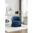 thumbnail image 3 of Swivel Accent Chair, Linen Fabric Swivel Accent Chair Armchair with Pleated Skirt, Lounge Chair Barrel Chair with 360° Swivel and Padded Seat, Single Sofa Chair for Living Room Auditorium, Blue, 3 of 7