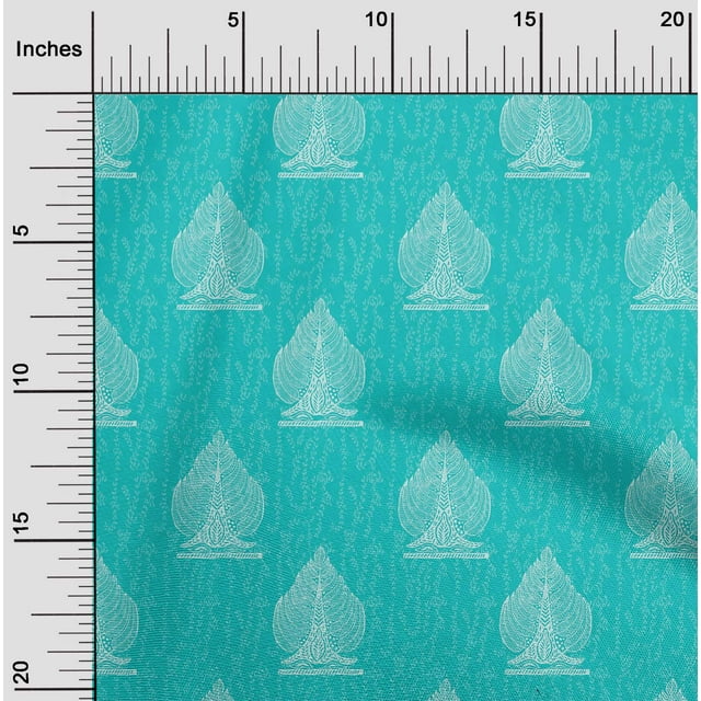 oneOone Cotton Poplin Fabric Leaves & Tree Block Print Fabric BTY 42 Inch Wide