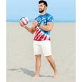 thumbnail image 3 of LA LEELA Men's 4th of July Patriotic US American Flag Tshirt Short Sleeve Tie Dye Tee Crewneck Cotton T-Shirts Shirts for Men L Stars, Blue, 3 of 5