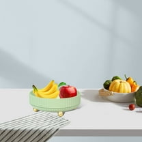 Plastic Snack Tray with 5 Compartments, White Green Orange, 11x11x3.9in, Rotating Fruit Candy Storage Organizer