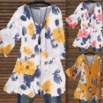 thumbnail image 2 of Women‘s Tops Causal Loose Floral Printed T Shirts Fall Plus Size V-neck Tops, 2 of 6