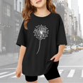 thumbnail image 2 of Girls Summer Clothes Size 9-10 Short Sleeve Casual Round Neck Fashion Cute Print T-Shirt Soft and Comfortable Oversized Pullovers(Print, X01-Black, 9-10 Years), 2 of 6